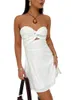 Casual Dresses Women's Strapless Dress Cut Out Twist Knot Front Tube Mini Bodycon Sleeveless A-Line Backless Clubwear