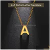 Pendentif Colliers Minimaliste Initial A-Z Lettre Collier Pour Femmes Alphabet En Acier Inoxydable Chaînes De Cou Bijoux Cadeau D'anniversaire Drop D Dhc3K