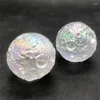 Estatuetas decorativas lindas esferas de bola de cristal aura galvanizada, arco-íris colorido, quartzo transparente, presente de cura áspero, 1 peça