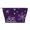 Sacs à cosmétiques violet flocon de neige de noël trapézoïdal, sac de rangement Portable pour maquillage quotidien, étui pour voyage, bijoux de toilette