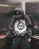 Herrhuvtröjor Sweatshirts Black Streetwear Skull Bet Graffiti New Sweatshirt Matcha Leisure Y2K Clothing Retro Overized Hoodie Par Top Q240322