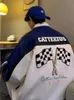 Jaquetas GMIIXDER Motocicleta Uniforme de Beisebol Oversize American Vintage Racing Jacket High Street Bordado Pu Couro 230227