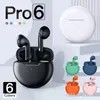 Fones de ouvido sem fio Pro 6 TWS de alta qualidade com microfone fone Bluetooth Fones de ouvido intra-auriculares esportivos em execução Pro6 fone de ouvido para Huawei IPhone Xiaomi Mobile Smart Phone