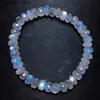 Bracelets de charme Naturel Bleu Clair Pierre De Lune Perles Claires 6.5mm Femmes Pierre De Lune Stretch Cristal Clair Perles Rondes AAAAA L240322