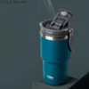 Tasses Tyeso bouteille d'eau chaude tasse chaude utilisée pour le café tambour en acier inoxydable avec paille voyage vide tranche mince tasse anti-fuite boissons Q240322