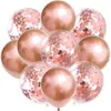 Party-Dekoration, 10 Stück, Konfetti-Luftballons, Chrom-Metallic-Latex, transparenter Helium-Ballon, Babyparty, Geburtstag, Erwachsener, Hochzeitsball