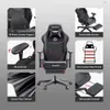 Autofull C3 Gaming Office PC Support lombaire ergonomique, style course en cuir PU, dossier haut, chaise de travail pivotante réglable avec repose-pieds (noir)