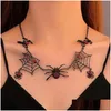 Collares colgantes Vintage gótico exagerado negro araña web collar para mujeres creativo animal Halloween regalo fiesta joyería gota del otypk