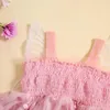 Girl Dresses Baby Girls Sleeveless Dress Summer 3D Flowers Cute Tulle A-Line With Butterfly Wing For Beach Party Clothes