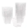 Disposable Cups Straws 10Pcs Plastic Dessert Square Trapezoid Food Cake Cup Cube Pudding Sauce Jelly Container
