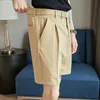 Men's Shorts Elastic waist set for mens summer thin and straight casual shorts business formal knee length shorts mens street clothing J240322