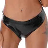 Sexy femmes en cuir verni culottes ceinture élastique Lingerie sous-vêtements Look mouillé Rave tenue Clubwear 240311