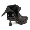 Boots Women's Platform مرونة أحذية منتصف العجل 2022 شتاء جديد مثير الكعب سميكة 9cm الساتان جولة الرأس أحذية الكاحل الأسود الأزرق حجم كبير 43