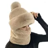 ベレット冬の女性帽子スカーフキャップビーニーのためのネックウォーマーマスクされた帽子男性女性屋外温かいぬいぐるみフリース