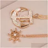 Pendentif Colliers 2pcs / lot mode cristal ancre collier blanc marine style gouvernail personnalité long bijoux pour femmes drop livraison pe dhglj