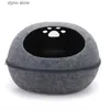 Cat Beds Furniture Cat bed artificial felt house used for cat sleeping bags with nest padding and eggshell detachable and breathable semi enclosed pet hole Y240322