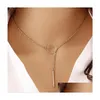 Pendentif Colliers Célébrité Superbe Golden / Sier Bar Circle Lariat Collier Simple Y En Forme De Personnalité Cadeau Nouvelle Mode Femmes Jewelle Dhq20