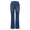 Kvinnors jeansbyxor denim byxor kvinnor bottnar stretch smal passform multi -knapp blossade med fickor veterement femme