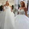 Crystal Covered Ball Gown Wedding Dress for Bride Sweetheart Arabic Vestido De Noiva Sweep Train Robe Mariage Bridal Gowns