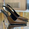 Designer High Heels with patent leather slingback pumps gold metal buckle thin high heels height 7 or 9cm Women slide over Sandal luxury designer evening shoes