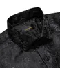 Mentes à manches longues Black Paisley Silk Robe Shirts Casual Tuxedo Social Shirt Designer Men de luxe Vêtements 240320
