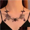 Collares colgantes Vintage gótico exagerado negro araña web collar para mujeres creativo animal Halloween regalo fiesta joyería gota del otypk