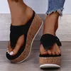 Sandaler Summer Women's Casual Thick Soled Solid Large HerringBone Slippers Pinch Toe Wedges Sandal 2024