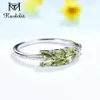 Kuololit Natural Peridot Gemstone Ring for Women Real 925 Sterling Silver Marquise Ring for Christmas Birthstone 240228