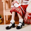 Pumpar tallentläderskor Spring Autumn Mary Jane Shoes Women's Strap High Heels Retro Platform Lolita Shoes Woman Red Black