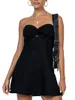 Casual Dresses Women's Strapless Dress Cut Out Twist Knot Front Tube Mini Bodycon Sleeveless A-Line Backless Clubwear