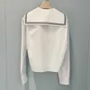 Women's T-Shirt designer brand Spring New Miu Miao White Long sleeved Shirt Sweet Navy Collar Academy Style Versatile Top Q8BX