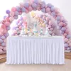 Vit polyester veckad bord kjol ruffle bordduk för bröllop födelsedagsfest baby shower dekoration 240307