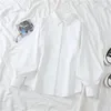 Женские блузки, осенне-зимние женские блузки, рубашки с большим рукавом-фонариком и воротником-стойкой, офисные длинные белые однотонные