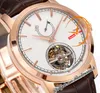 Tradycja dziedzictwa 159000 Real Tourbillon Instrukcja uzwojenia męskie zegarek power Reserve Rose Gold White Dial Browna skórzana super edycja Pureteim PTVC