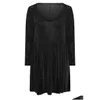 Plus Size Dresses Long Sleeve Elegant Spring Autumn Party Dress Women Black Sliver Glitter Evening Large Midi 7Xl 8Xl Drop Delivery Ap Otpn3