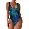 Maillots de bain pour femmes Coloré Galaxy Maillot de bain Sexy Violet et Bleu One Piece Push Up Body Classic Pool Maillots de bain