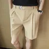 Men's Shorts Elastic waist set for mens summer thin and straight casual shorts business formal knee length shorts mens street clothing J240322