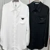 Hoge kwaliteit Italiaans dames acetaatoverhemd Los met heuptasje Driehoek Letteroverhemd Damesoverhemd strijken niet SML Zwart Wit