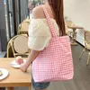 Sacos de noite retro xadrez feminina lona bolsa de ombro grande capacidade senhoras reutilizáveis compras simples casual tote bolsas femininas bolsa