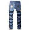 Fall 2022 Hip Hop Style Double Wash Heavy Industry Cat Whisker Full Spray Printed Five Pointed Star Small Straight Leg Jeans