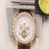 2014 Nytt modebrunt läderband 1884 MENS Titta på Tourbillion Gold rostfritt stål Luxury Man Watches237y