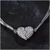 Pendant Necklaces Fashionable Luxurious Zircon Heart Magnetic Mtilayer Necklace Delicate Design Sense Gift Engagement For Women Drop D Dhosf
