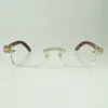 Factory direct sales of new 5.0 mm endless diamond glasses 3524012 with natural original wood legs and 56 mm clear lenses