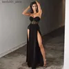 Grundlegende Freizeitkleider 2024, sexy und elegant, langes Kleid für Damen, schulterfrei, elastische Taille, einfarbiges Kleid, Partykleid, Hochzeitskleid, Q240322