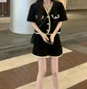 여자 트랙 슈트 반바지 반바지 세트 여름 패션 v 넥 카디건 코트 최고 탄성 허리 느슨한 여성 두 조각복