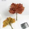 Faux Floral Greenery 5Pcs Maple Leaf Artificial Plant Bouquet Fake Flower for Home Decor Garden Wedding Decoration Outdoor Vase Wreath Accessories Y240322