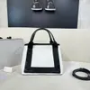 Navy Handheld Leather shopping sac fourre-tout sac à main
