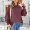 Kvinnor Hoodies Sweatshirts Bluuses Women Autumn Vintage Latern Sleeve Tops Female Retro Round Neck Shirt Ladies Elegant Fashion Casual Otsg4