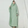 Ethnic Clothing Middle Eastern Women's Solid Color Headscarf Robe Muslim Maxi Dresses For Women Islamic Pour Femme Musulmane