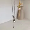 Pendentifs 925 collier en argent Sterling perle irrégulière OT fermoir boule Punk géométrique pour femmes fille bijoux cadeau goutte en gros